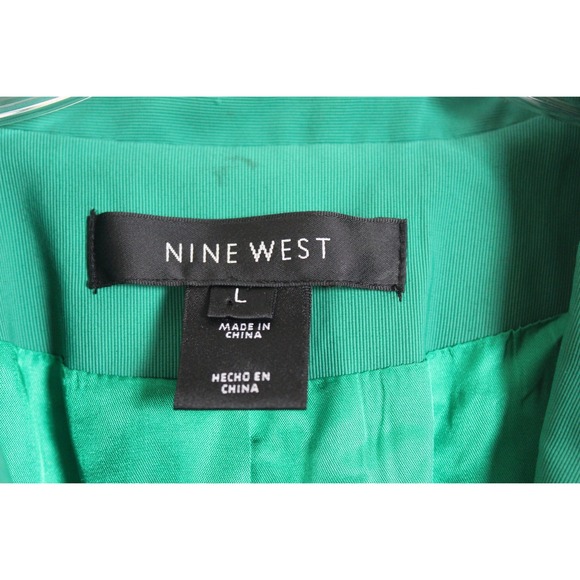 Nine West Green Coat Jacket Womens L Three Quarter Sleeve Collared Button‎ - Picture 4 of 5